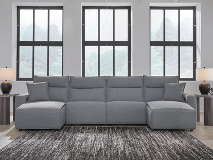 Modmax Salt and Pepper 4-Piece Power Reclining Sectional with Chaise - 65906S11