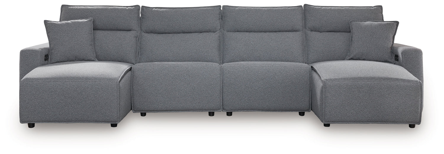 Modmax Salt and Pepper 4-Piece Power Reclining Sectional with Chaise - 65906S11