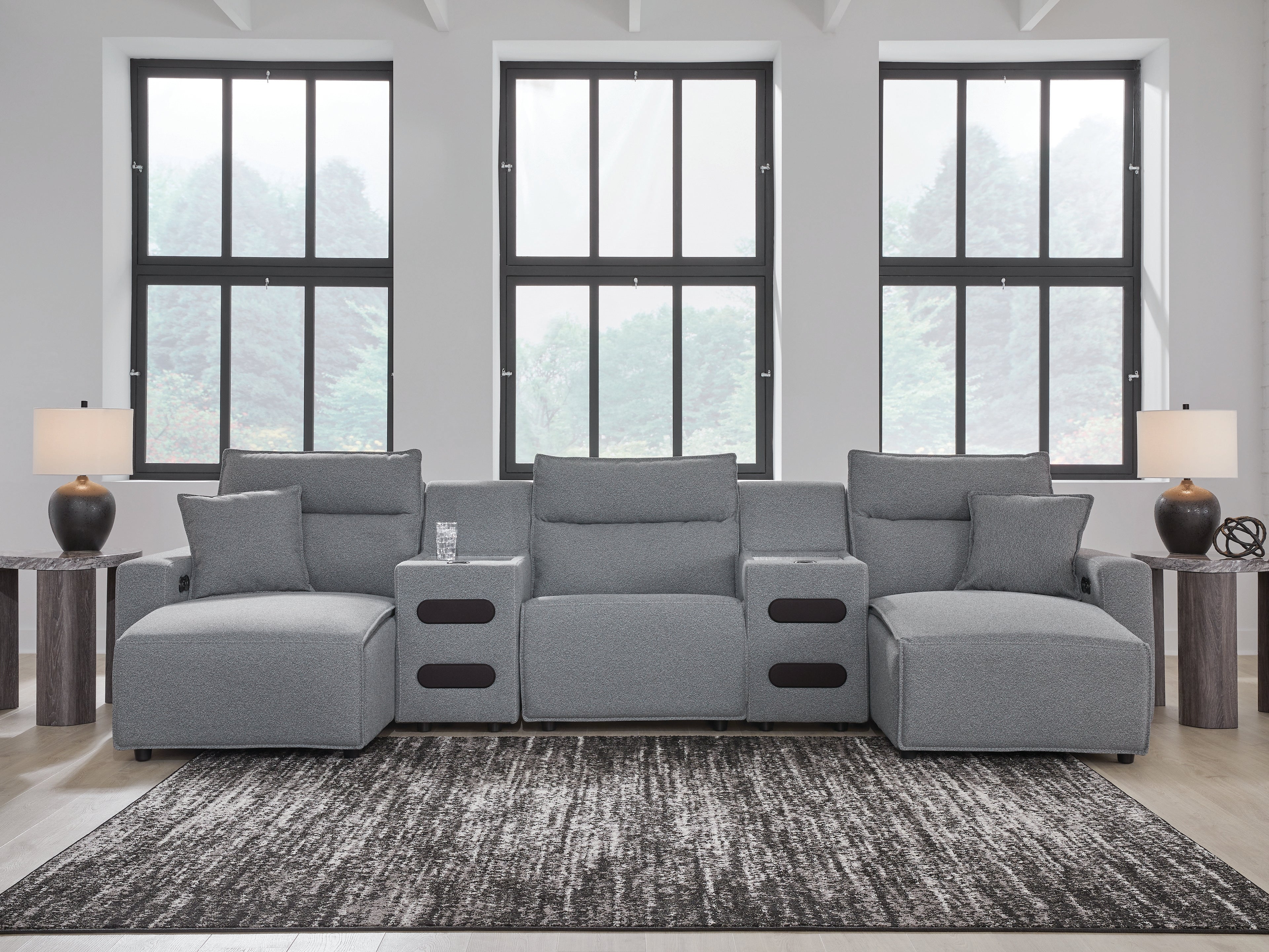 Modmax Salt and Pepper 5-Piece Power Reclining Sectional with Chaise - 65906S15