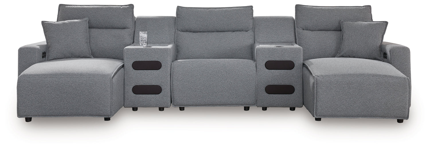 Modmax Salt and Pepper 5-Piece Power Reclining Sectional with Chaise - 65906S15