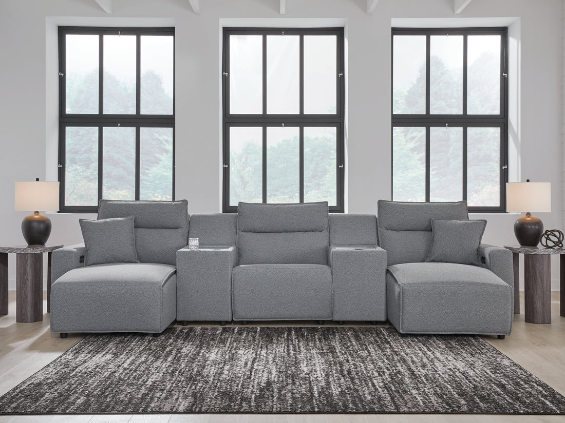 Modmax Salt and Pepper 5-Piece Power Reclining Sectional with Chaise - 65906S16