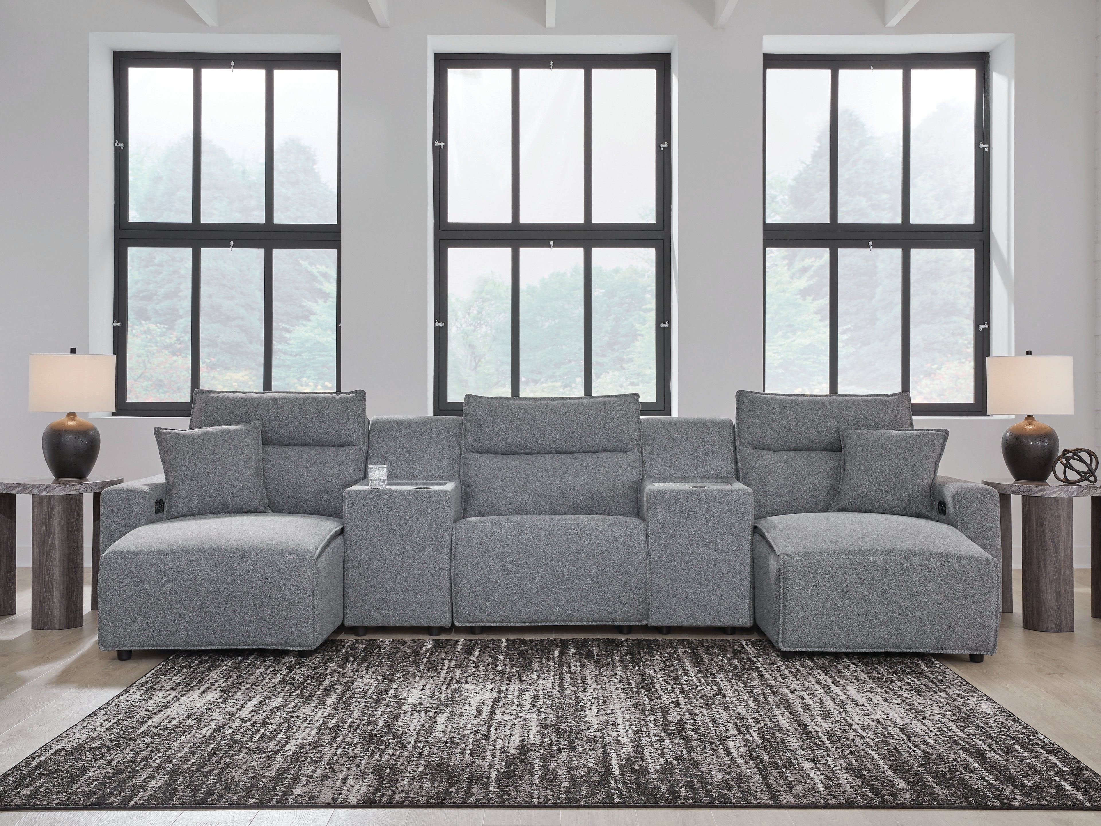 Modmax Salt and Pepper 5-Piece Power Reclining Sectional with Chaise - 65906S16