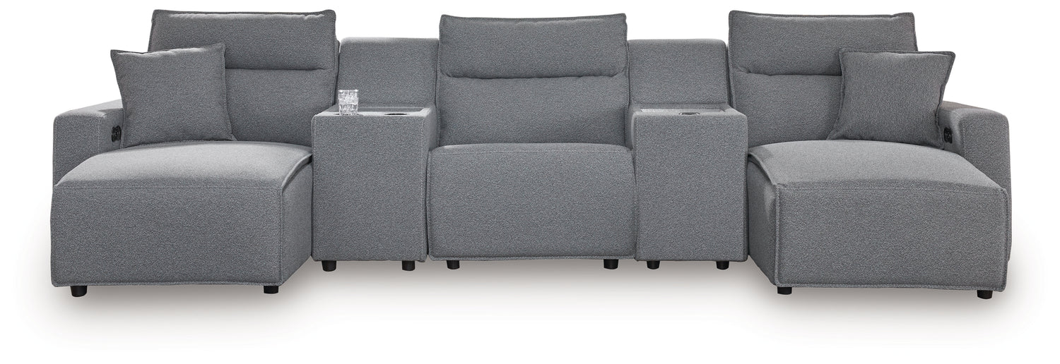 Modmax Salt and Pepper 5-Piece Power Reclining Sectional with Chaise - 65906S16