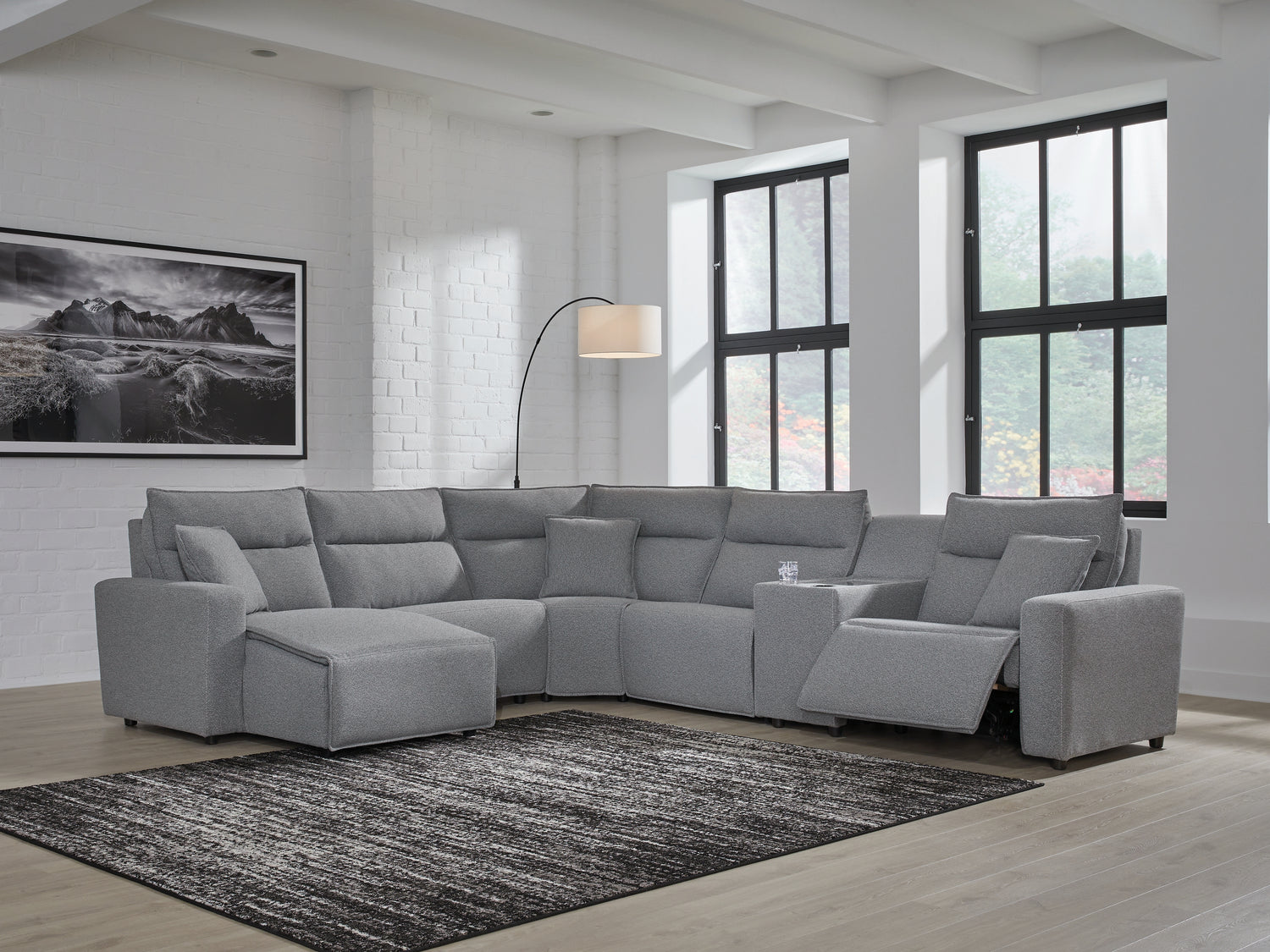 Modmax Salt and Pepper 6-Piece Power Reclining Sectional with Chaise - 65906S19