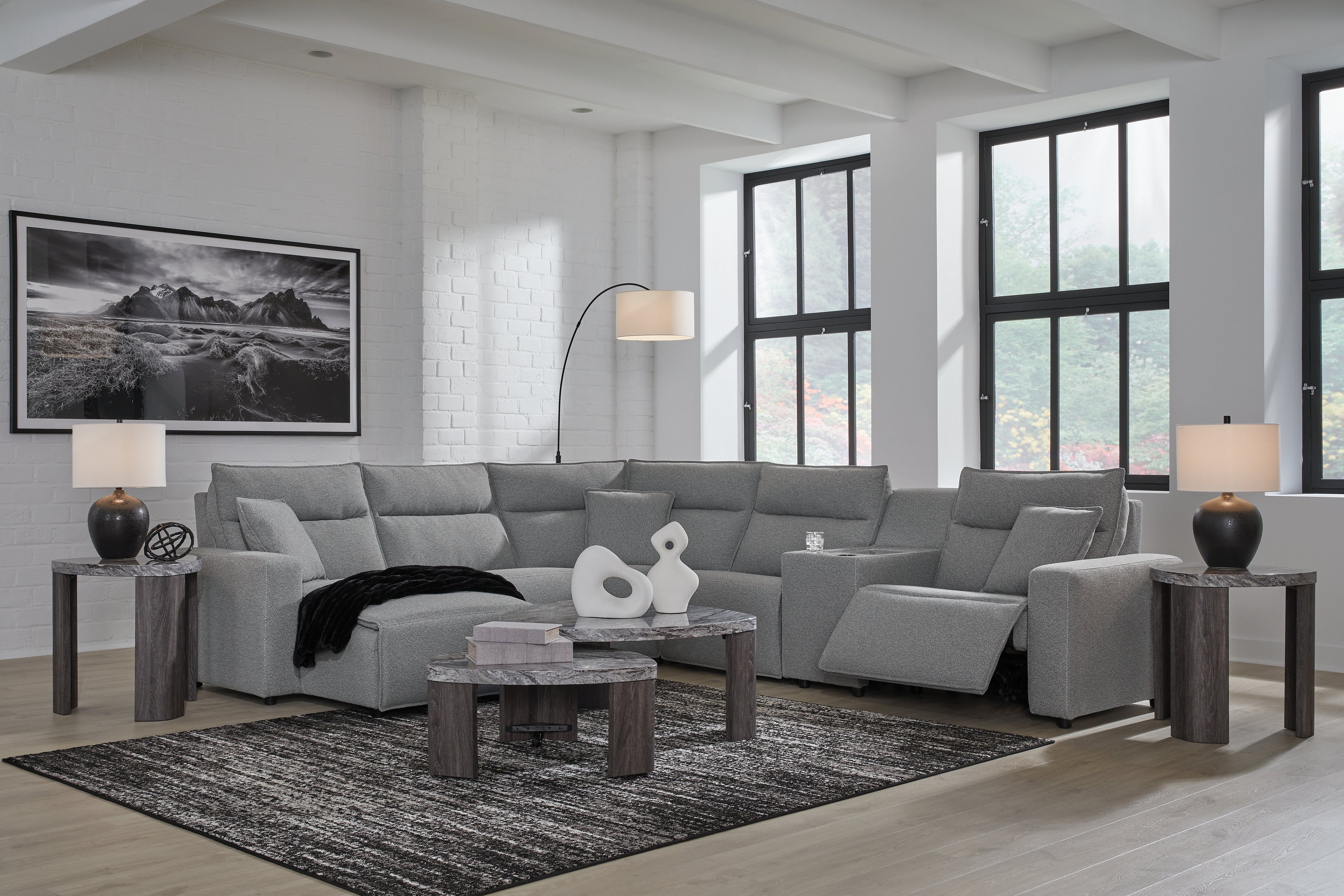 Modmax Salt and Pepper 6-Piece Power Reclining Sectional with Chaise - 65906S19