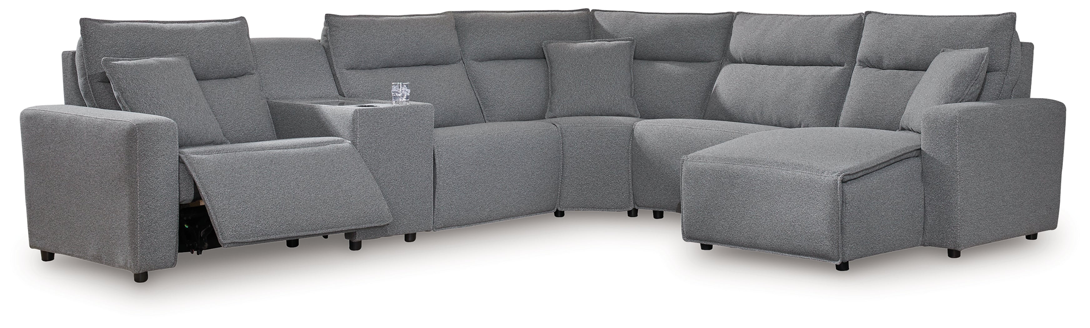 Modmax Salt and Pepper 6-Piece Power Reclining Sectional with Chaise - 65906S6
