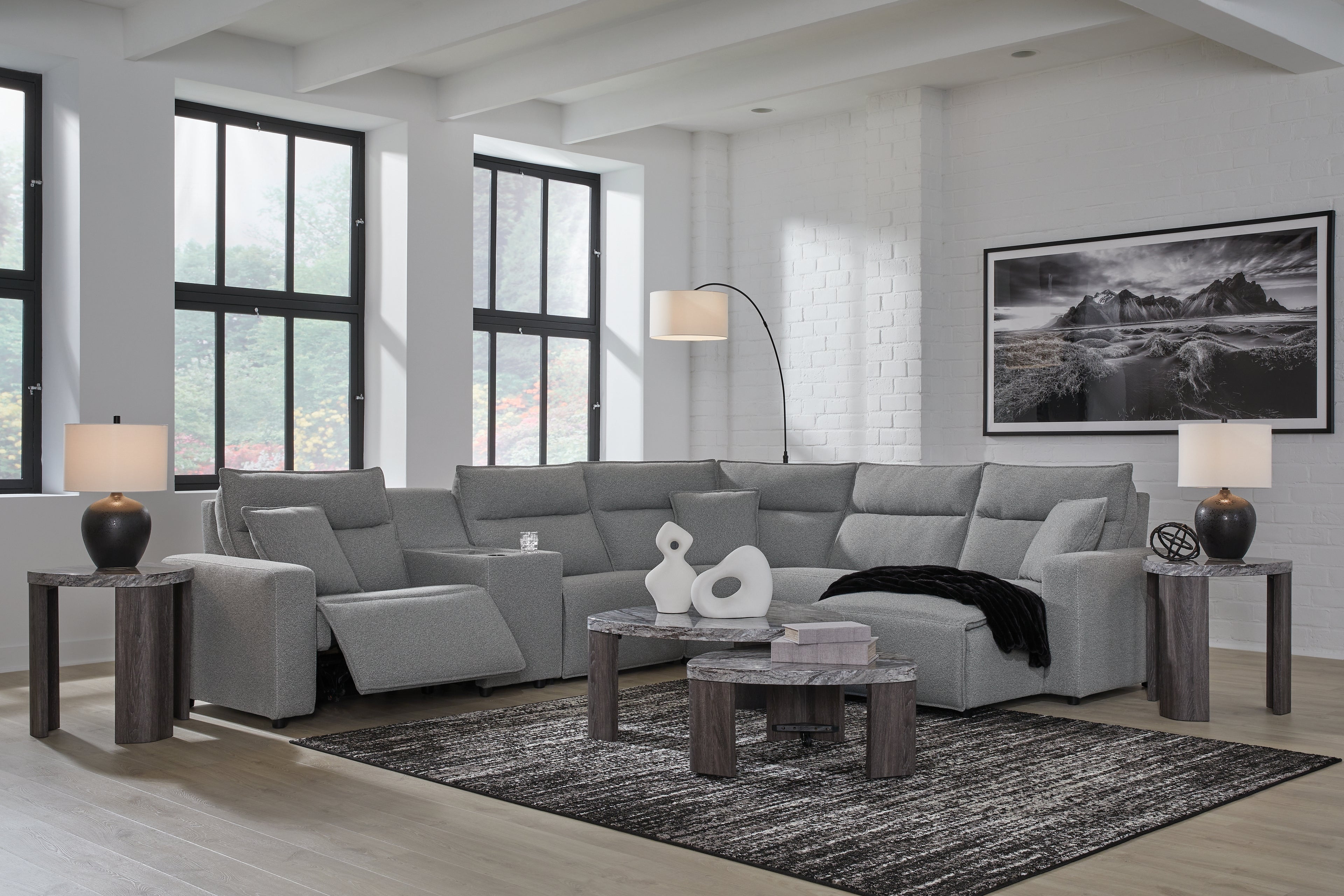 Modmax Salt and Pepper 6-Piece Power Reclining Sectional with Chaise - 65906S6