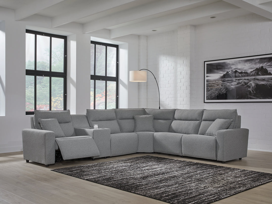 Modmax Salt and Pepper 6-Piece Reclining Sectional with Console - 65906S36