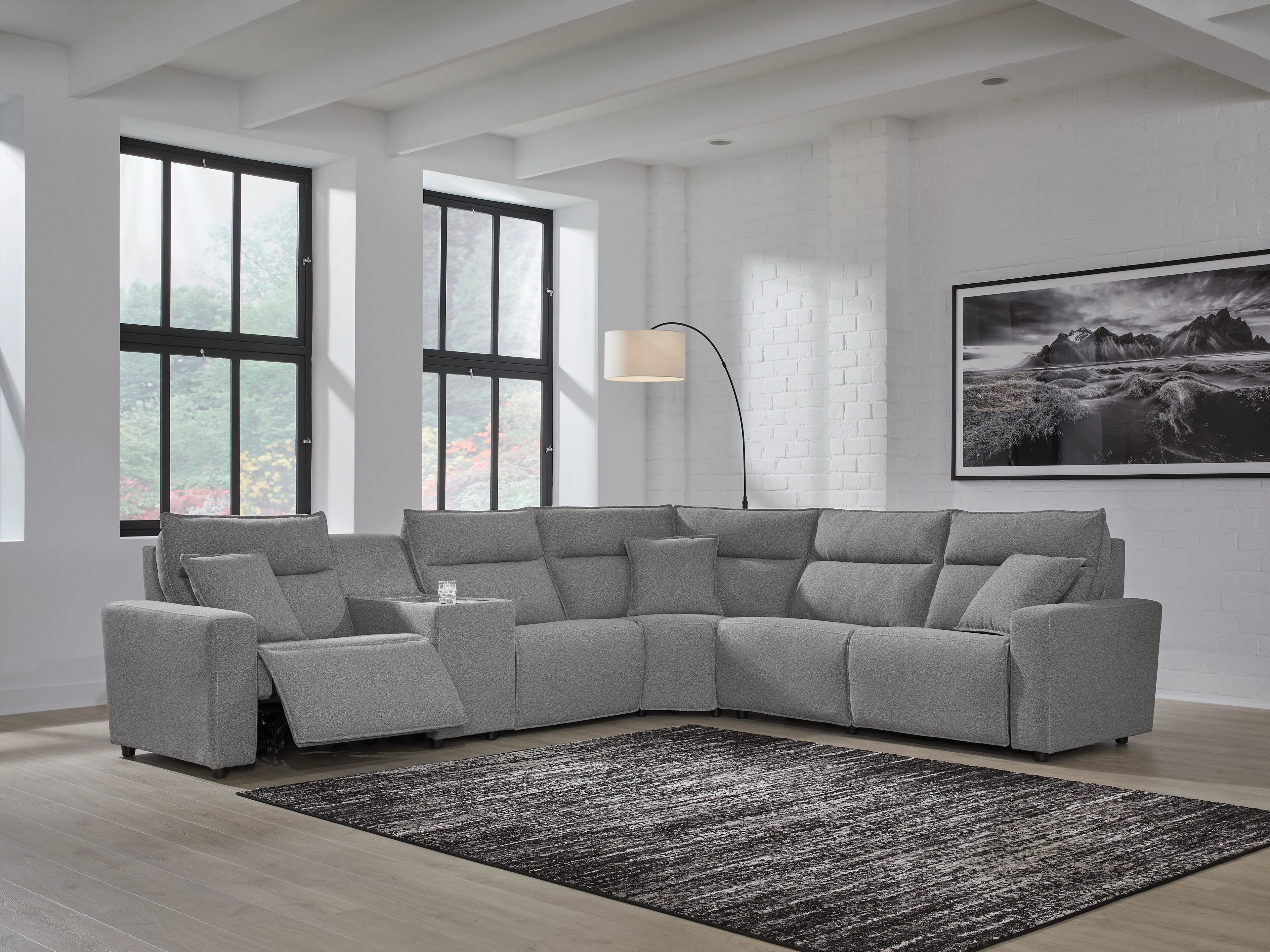Modmax Salt and Pepper 6-Piece Reclining Sectional with Console - 65906S36