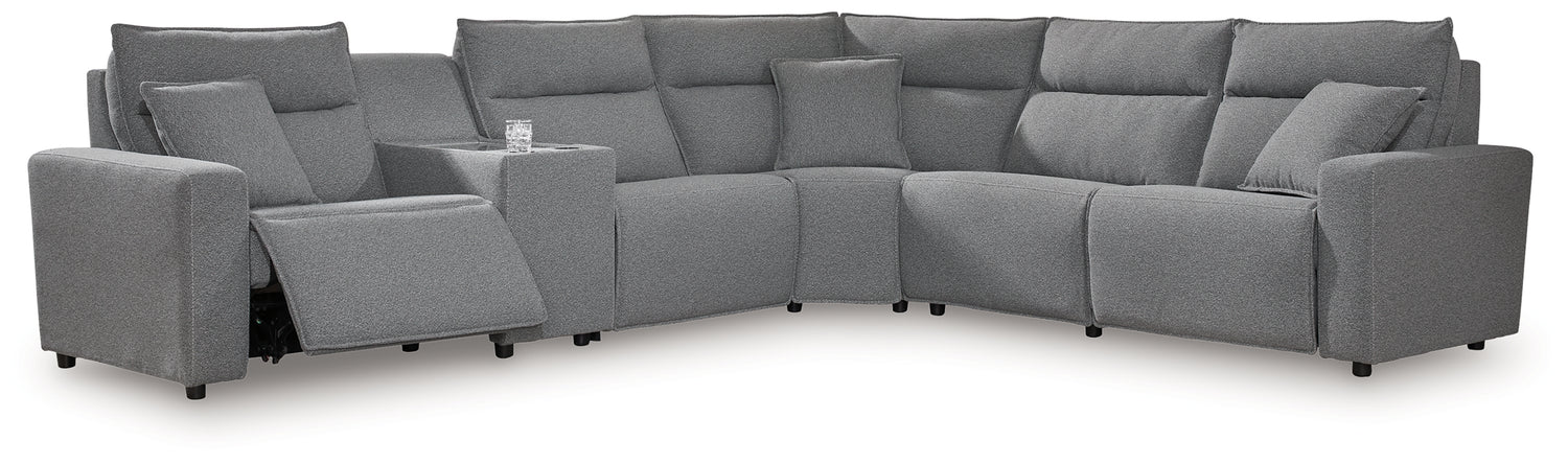 Modmax Salt and Pepper 6-Piece Reclining Sectional with Console - 65906S36