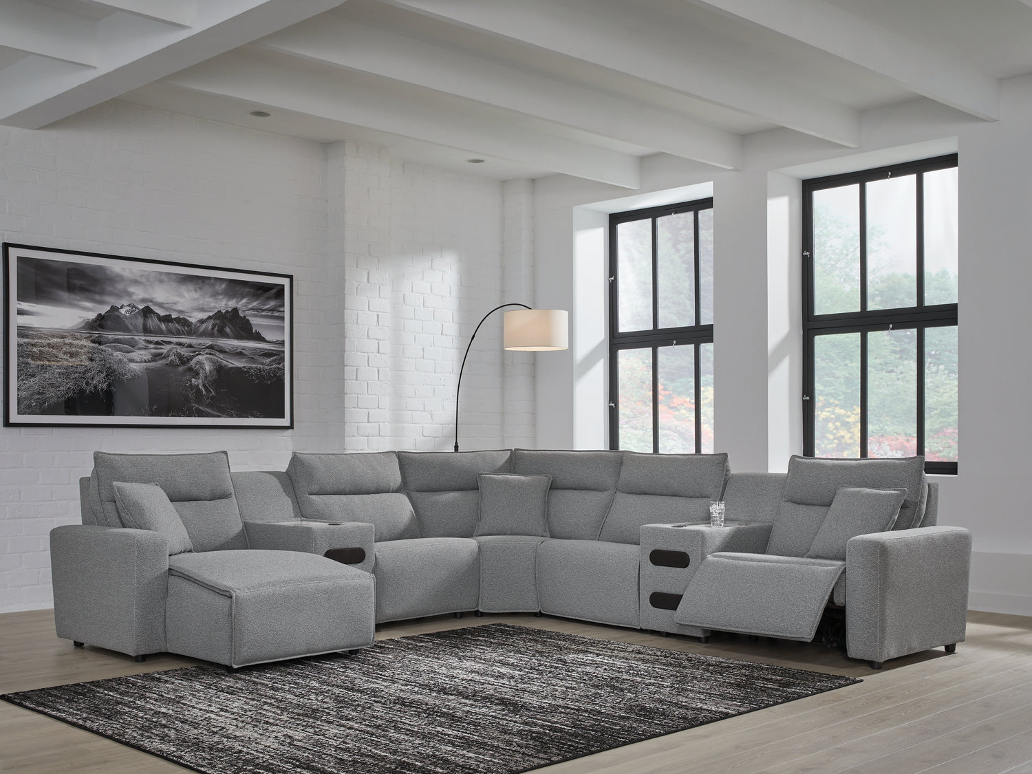 Modmax Salt and Pepper 7-Piece Power Reclining Sectional with Chaise - 65906S20