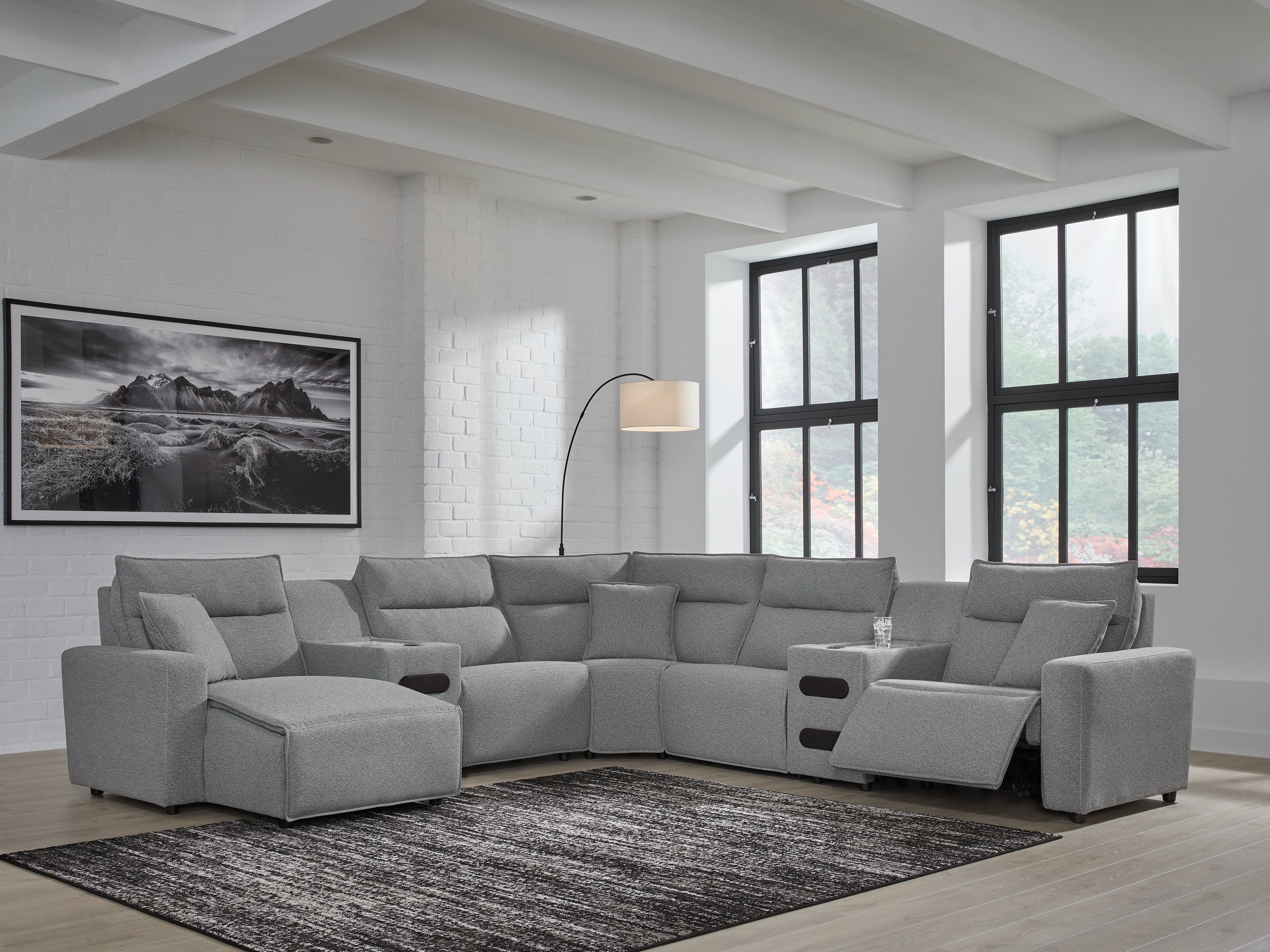 Modmax Salt and Pepper 7-Piece Power Reclining Sectional with Chaise - 65906S20
