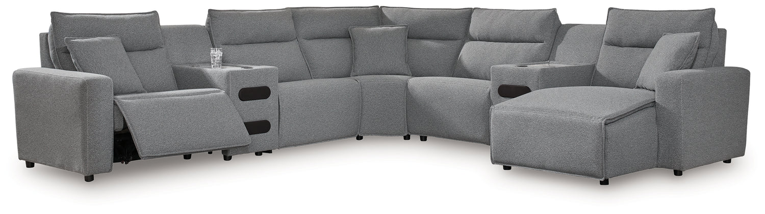 Modmax Salt and Pepper 7-Piece Power Reclining Sectional with Chaise - 65906S7