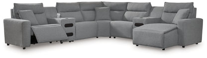 Modmax Salt and Pepper 7-Piece Power Reclining Sectional with Chaise - 65906S7