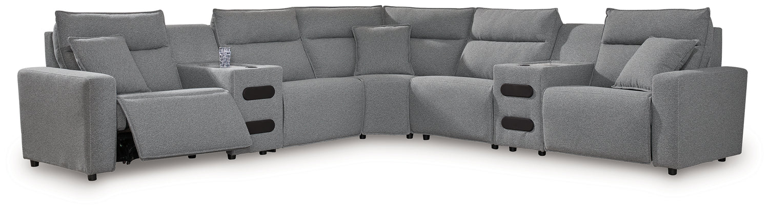 Modmax Salt and Pepper 7-Piece Power Reclining Sectional with Chaise - 65906S9