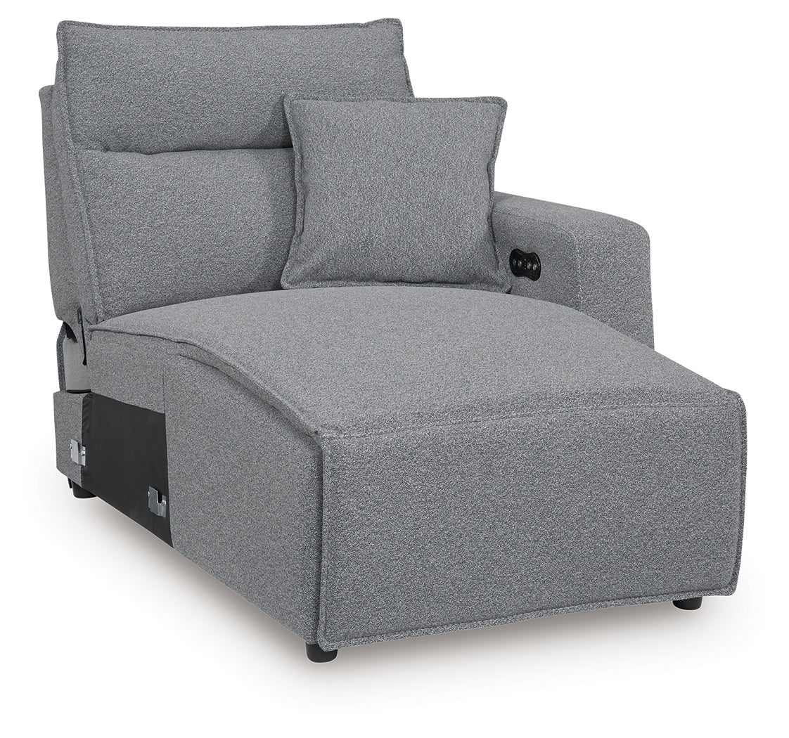 Modmax Salt and Pepper Right-Arm Facing Press Back Power Chaise - 6590697