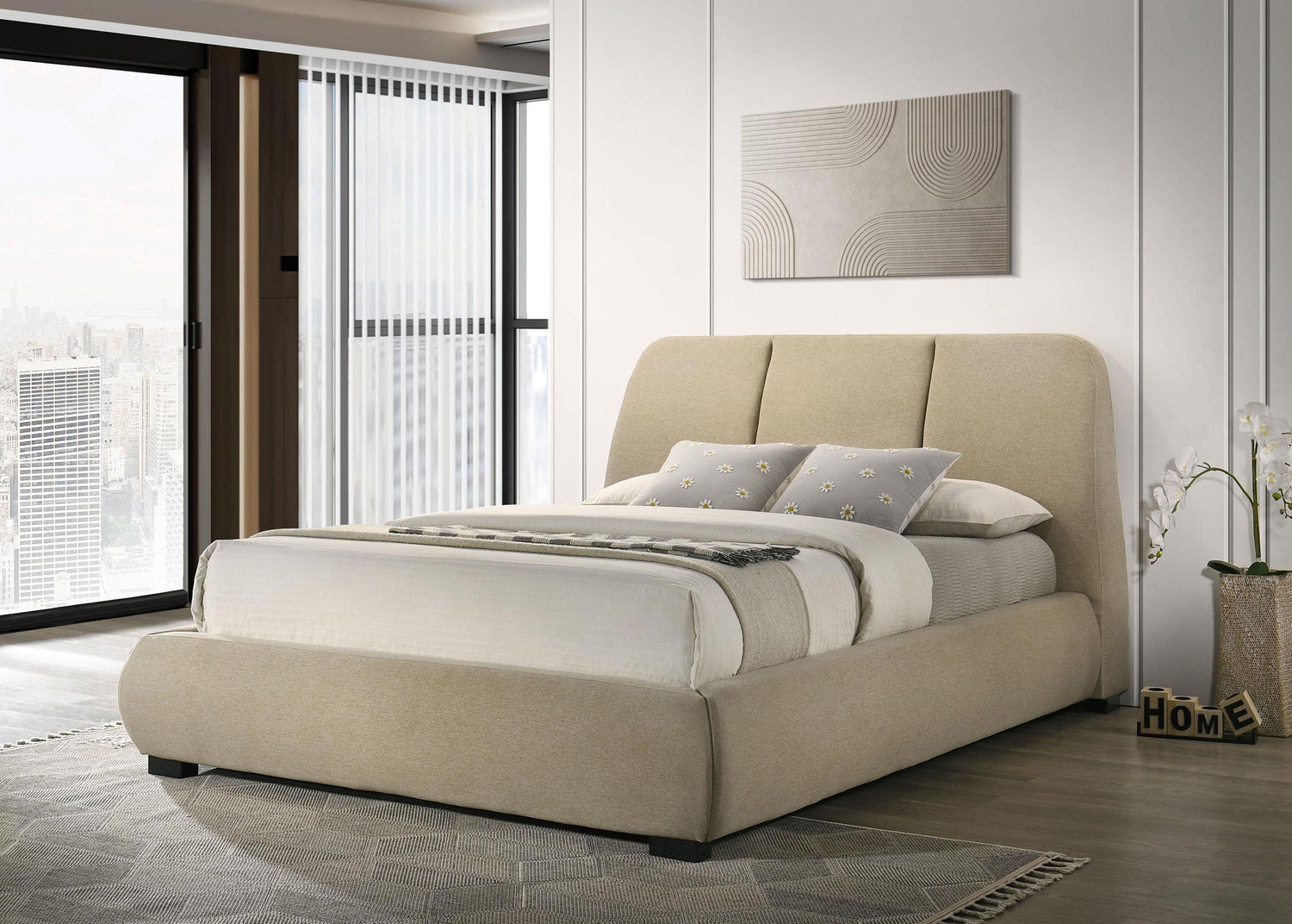 Mokena 46-inch Upholstered California King Platform Bed Brown - 310091KW