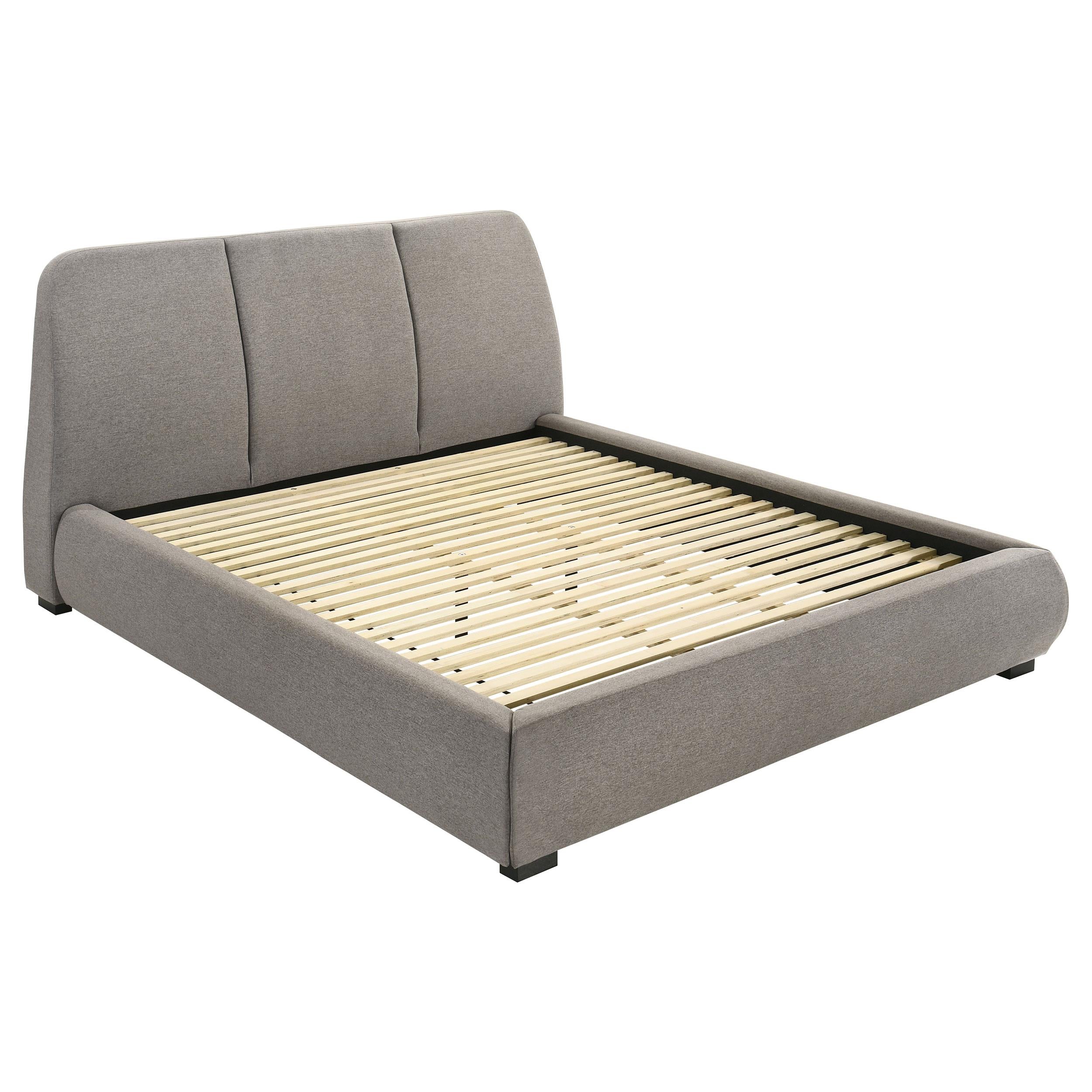 Mokena 46-inch Upholstered Eastern King Platform Bed Taupe - 310090KE