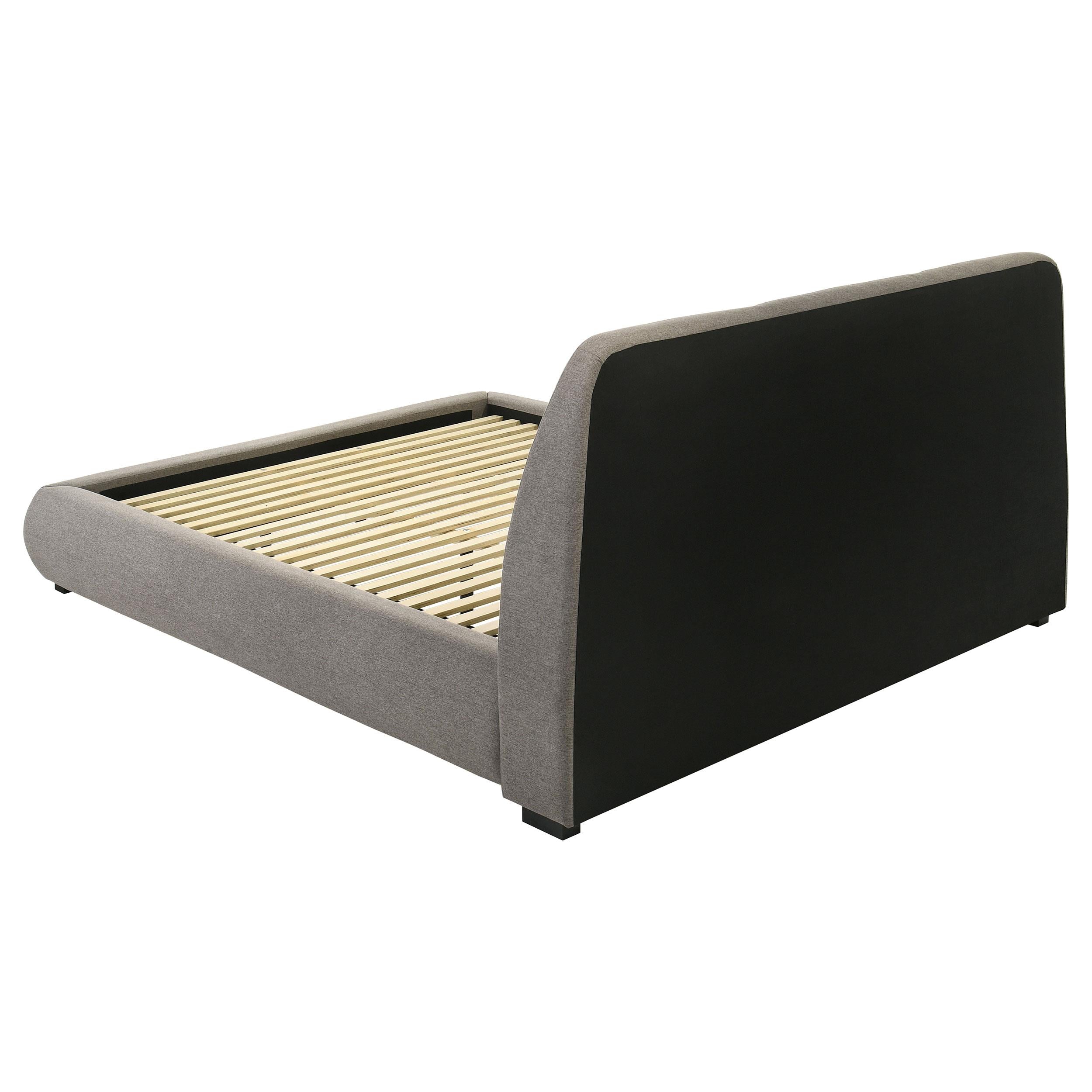 Mokena 46-inch Upholstered Eastern King Platform Bed Taupe - 310090KE