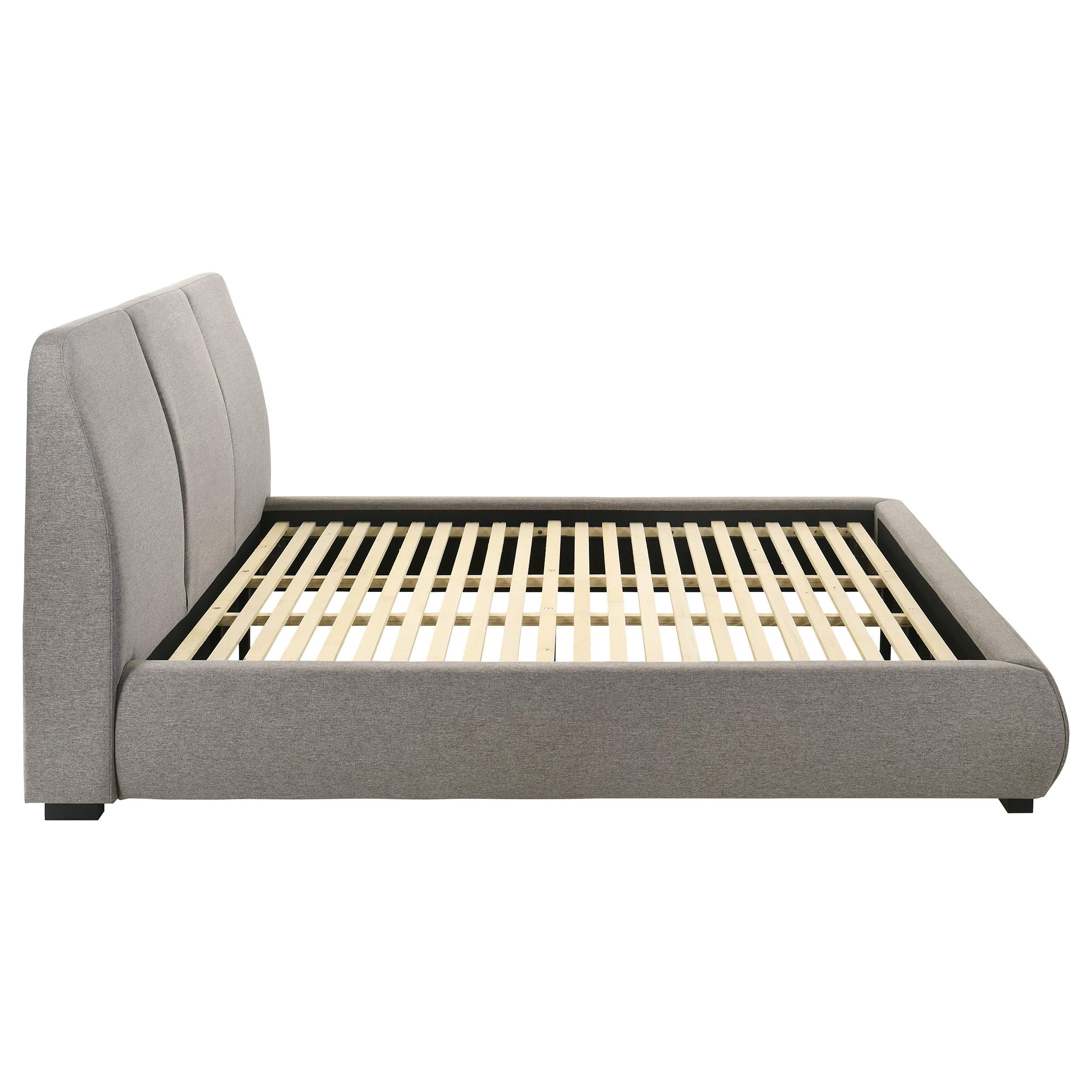 Mokena 46-inch Upholstered Eastern King Platform Bed Taupe - 310090KE