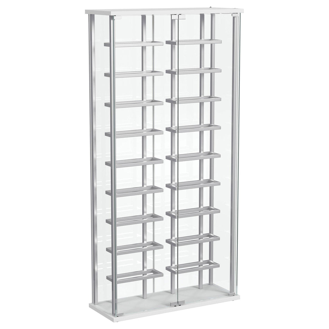 Montara Tempered Glass Wine Storage Display Curio Cabinet with LED Lighting Chrome - 182037
