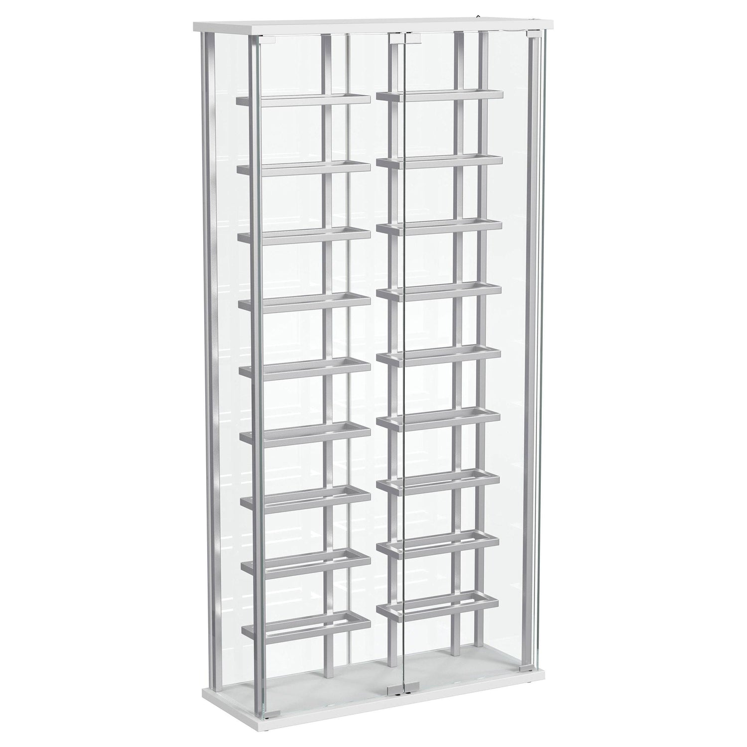 Montara Tempered Glass Wine Storage Display Curio Cabinet with LED Lighting Chrome - 182037
