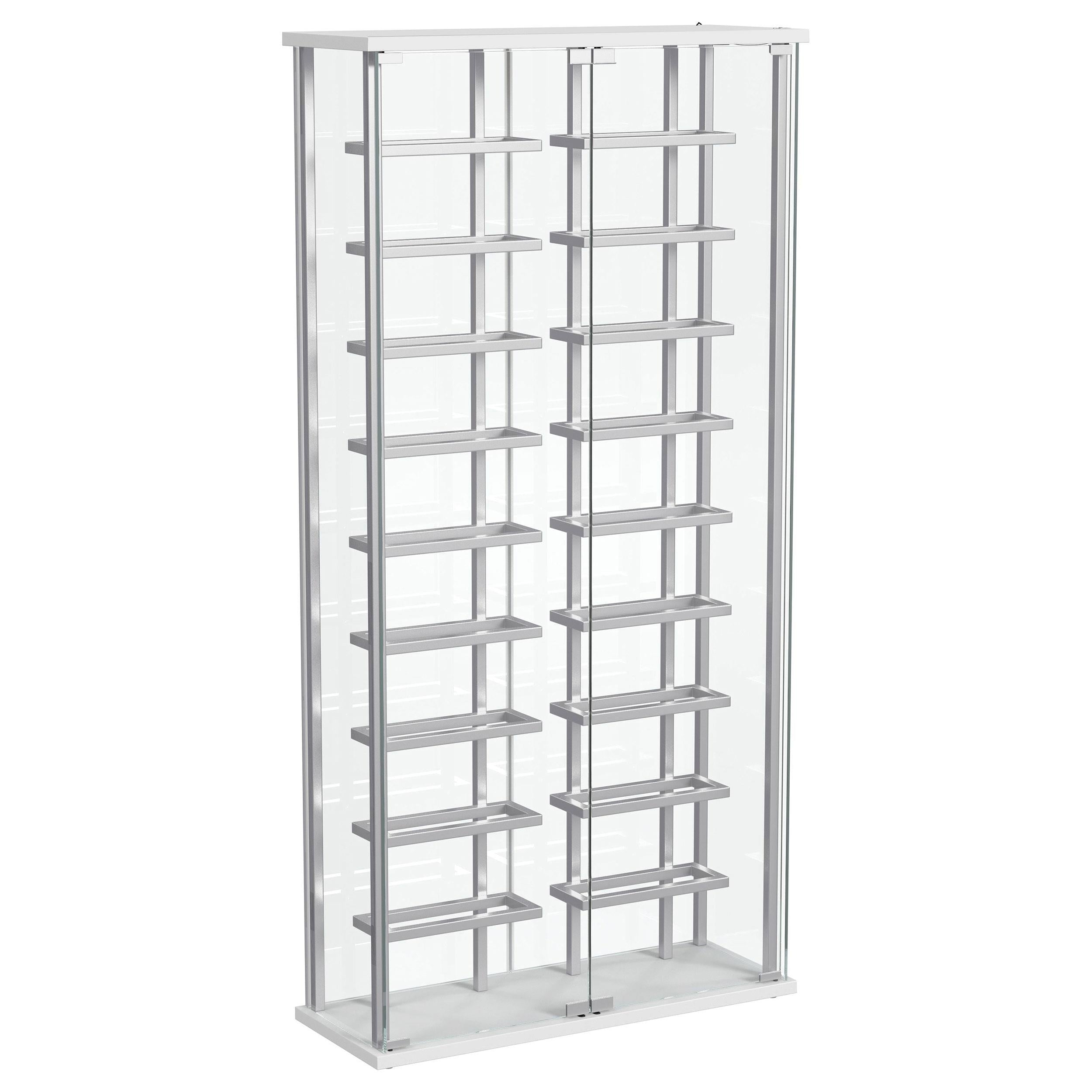 Montara Tempered Glass Wine Storage Display Curio Cabinet with LED Lighting Chrome - 182037