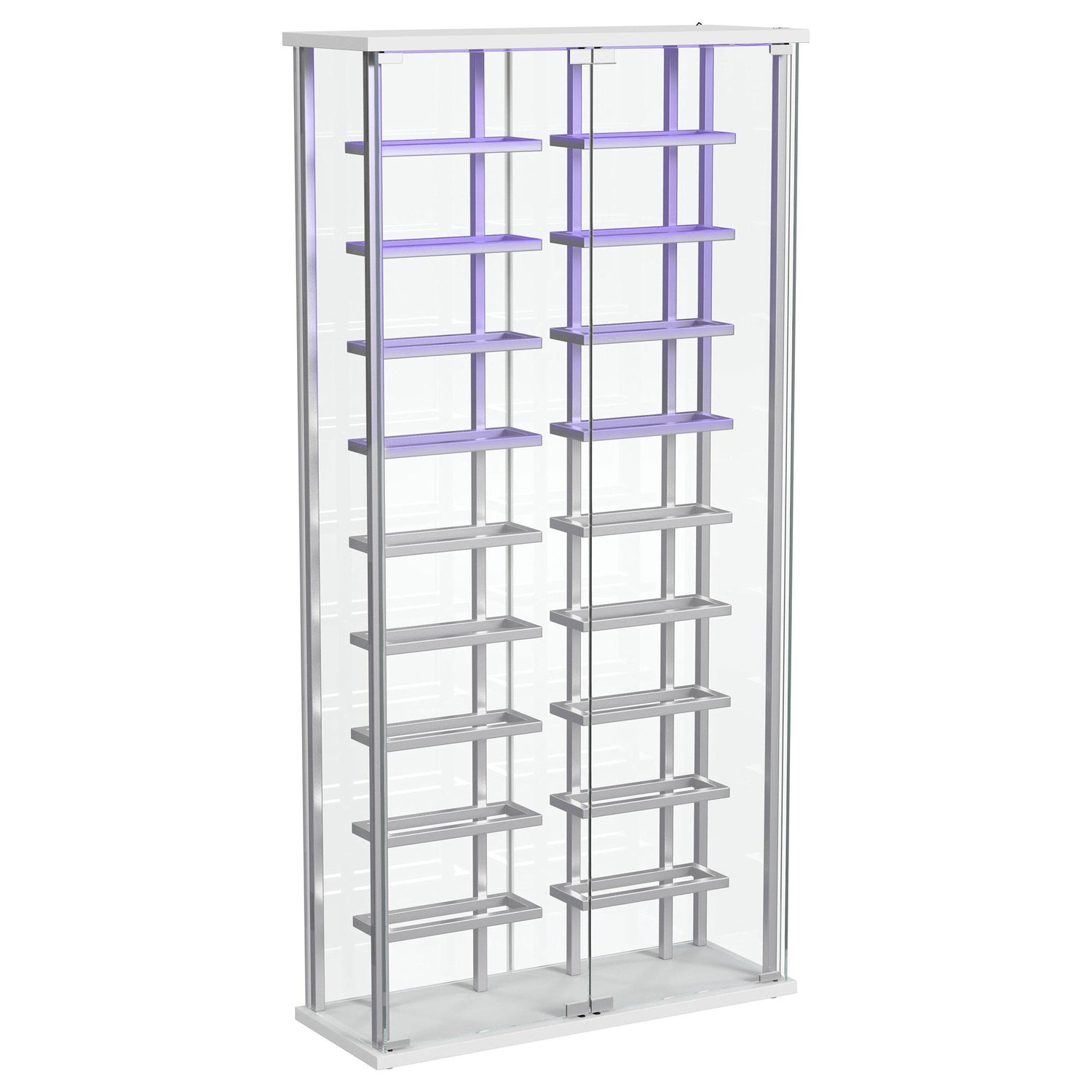 Montara Tempered Glass Wine Storage Display Curio Cabinet with LED Lighting Chrome - 182037
