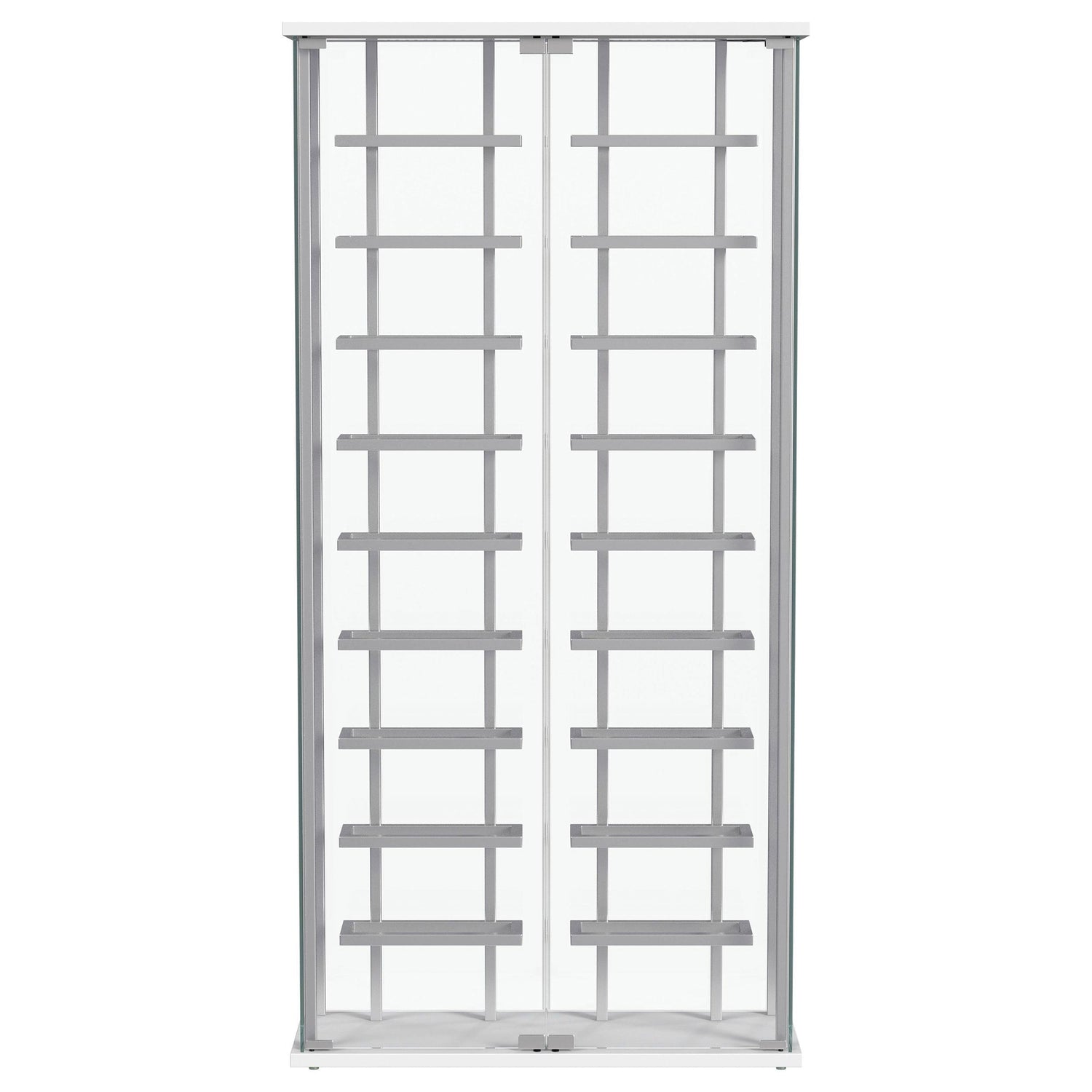 Montara Tempered Glass Wine Storage Display Curio Cabinet with LED Lighting Chrome - 182037