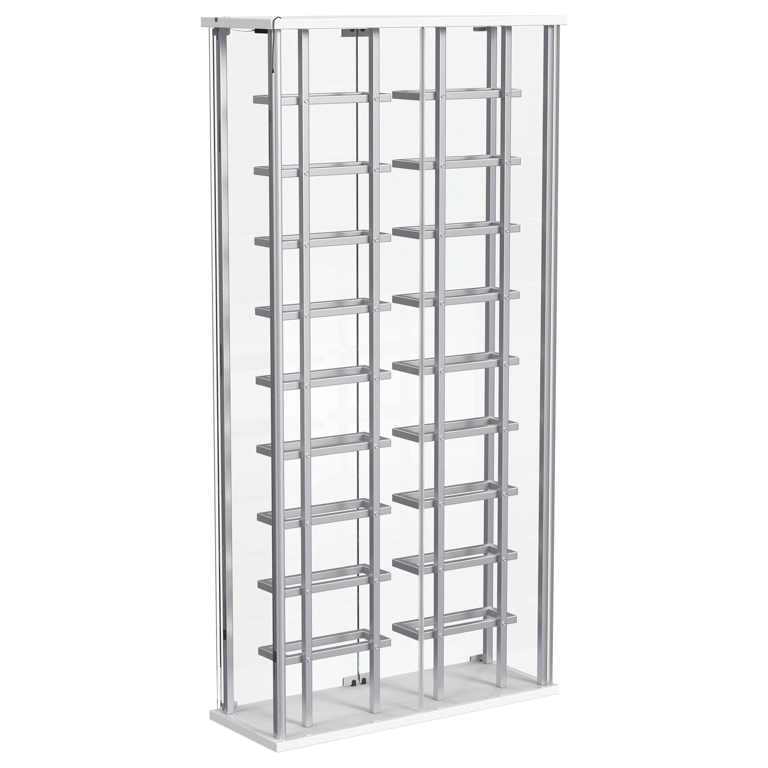 Montara Tempered Glass Wine Storage Display Curio Cabinet with LED Lighting Chrome - 182037