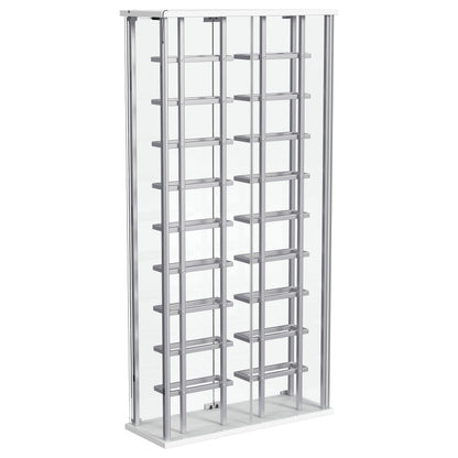 Montara Tempered Glass Wine Storage Display Curio Cabinet with LED Lighting Chrome - 182037