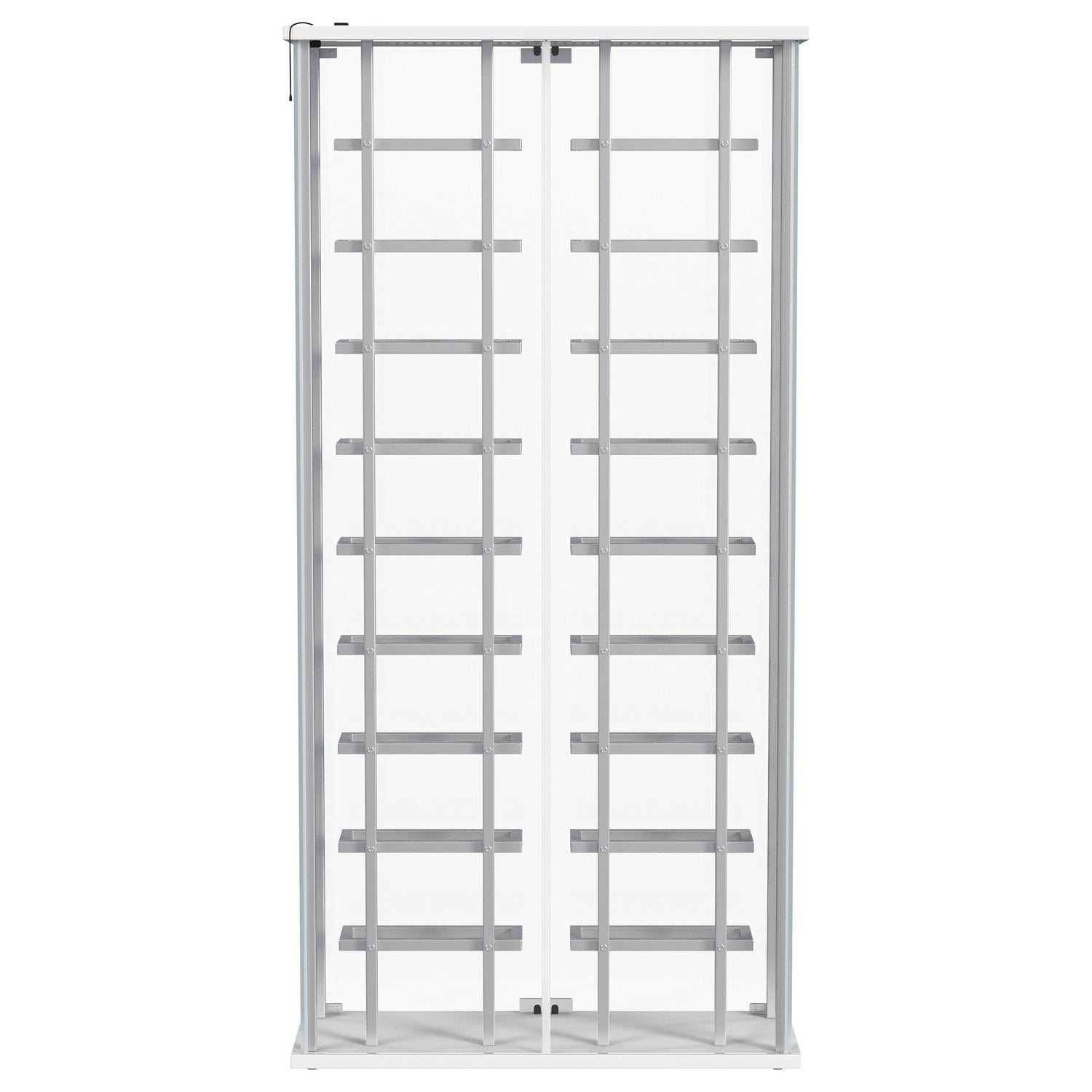 Montara Tempered Glass Wine Storage Display Curio Cabinet with LED Lighting Chrome - 182037
