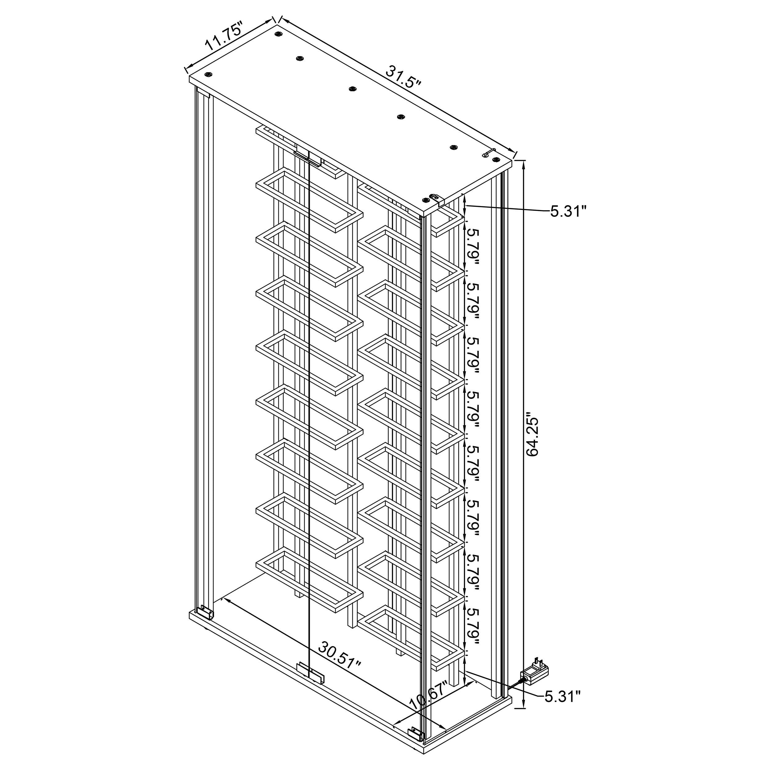 Montara Tempered Glass Wine Storage Display Curio Cabinet with LED Lighting Chrome - 182037