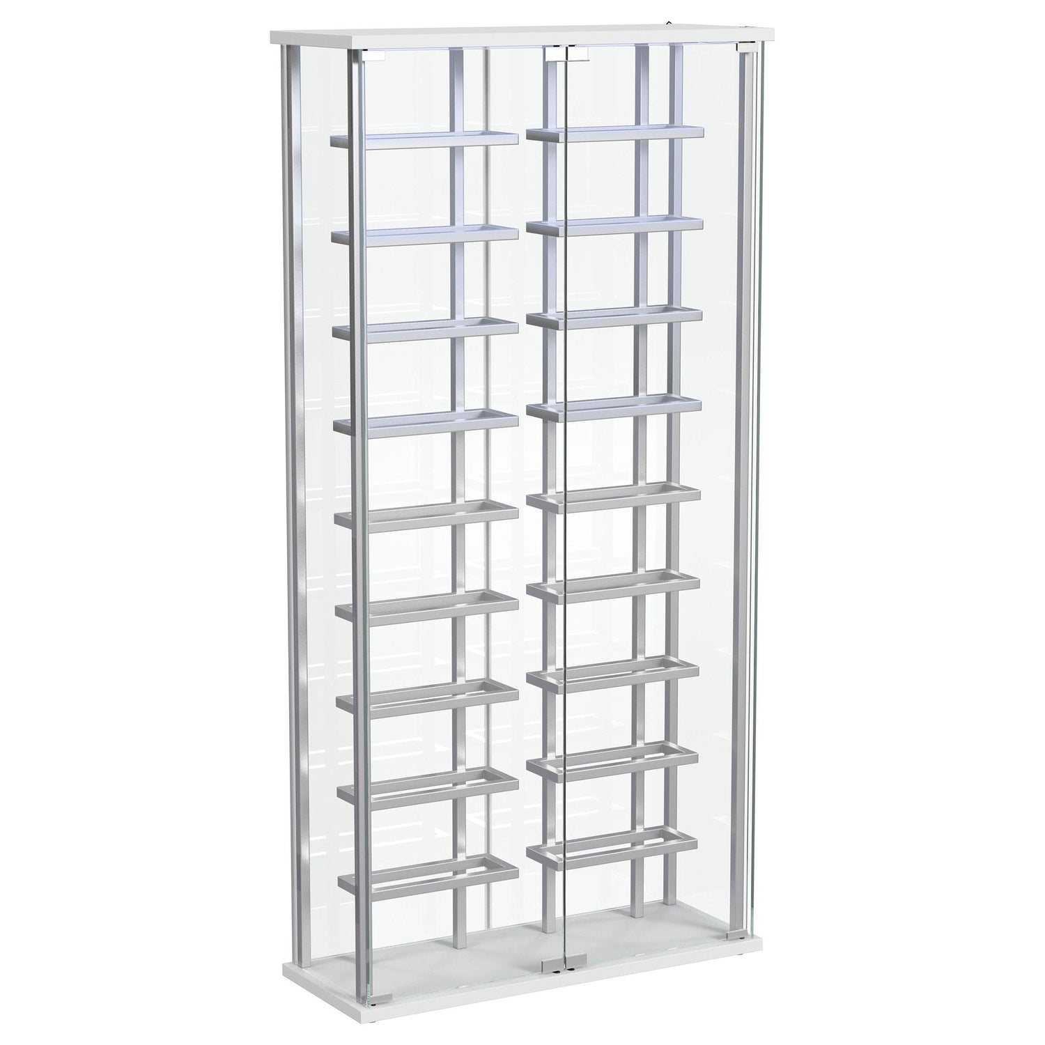 Montara Tempered Glass Wine Storage Display Curio Cabinet with LED Lighting Chrome - 182037
