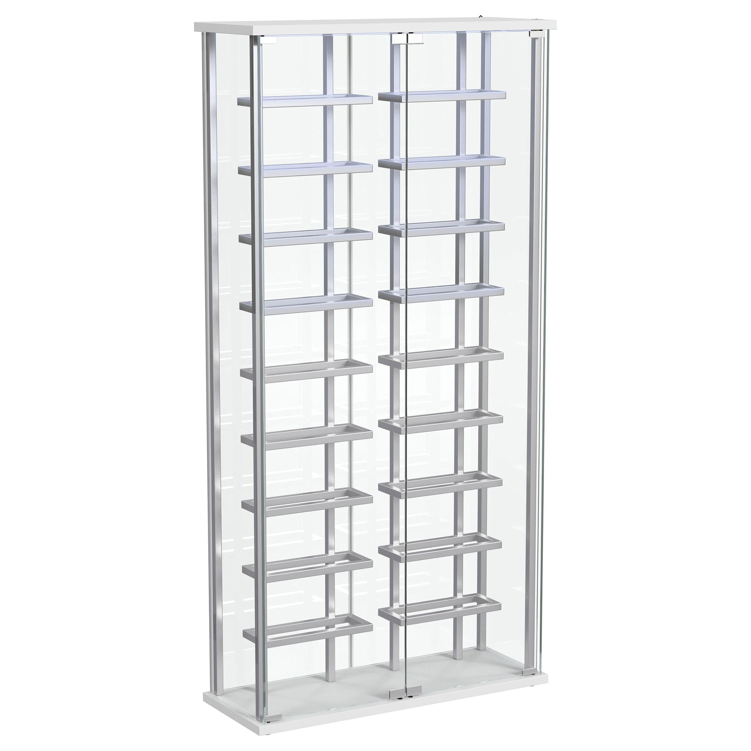 Montara Tempered Glass Wine Storage Display Curio Cabinet with LED Lighting Chrome - 182037