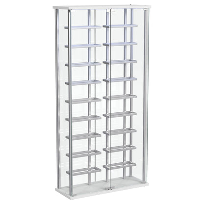 Montara Tempered Glass Wine Storage Display Curio Cabinet with LED Lighting Chrome - 182037
