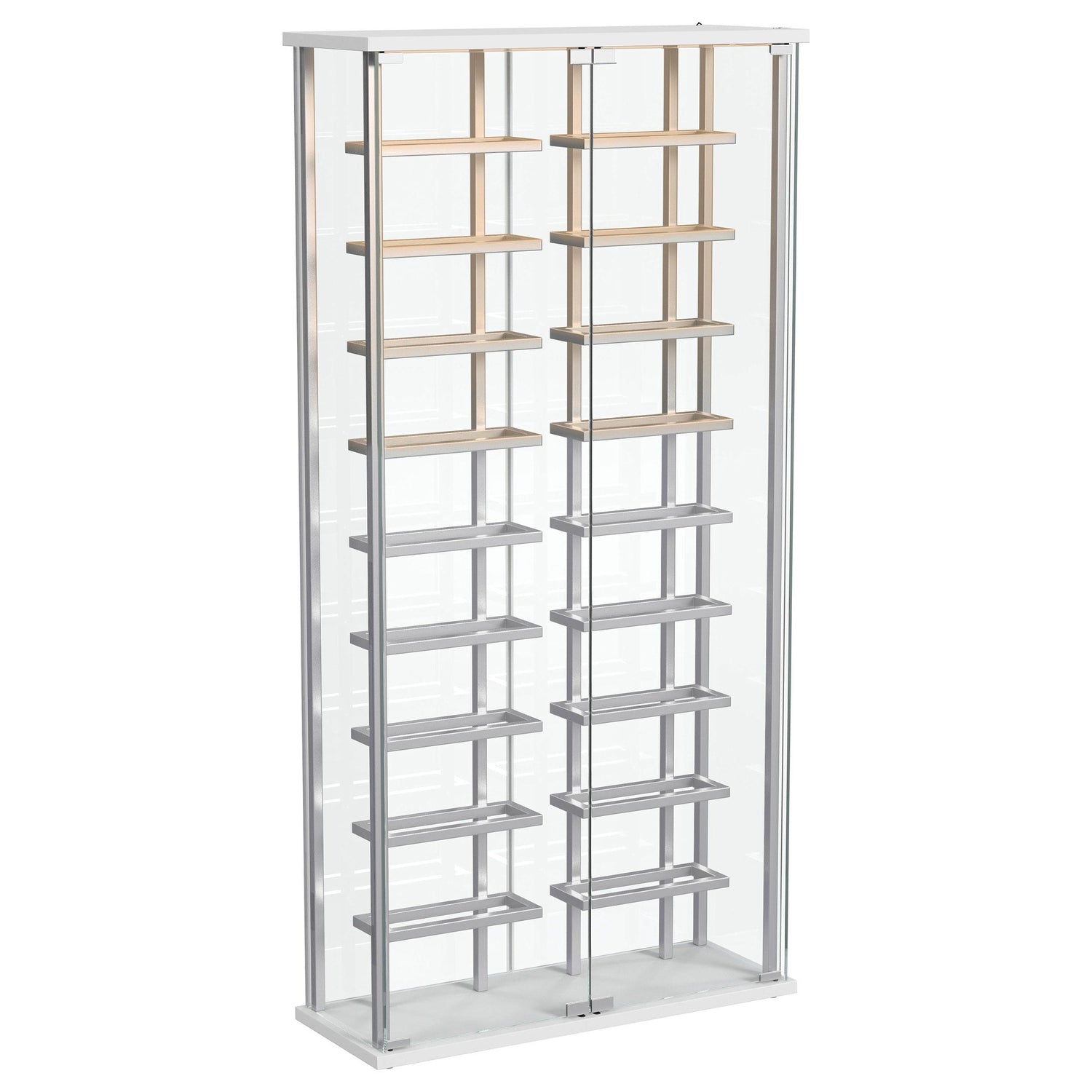 Montara Tempered Glass Wine Storage Display Curio Cabinet with LED Lighting Chrome - 182037