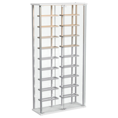 Montara Tempered Glass Wine Storage Display Curio Cabinet with LED Lighting Chrome - 182037