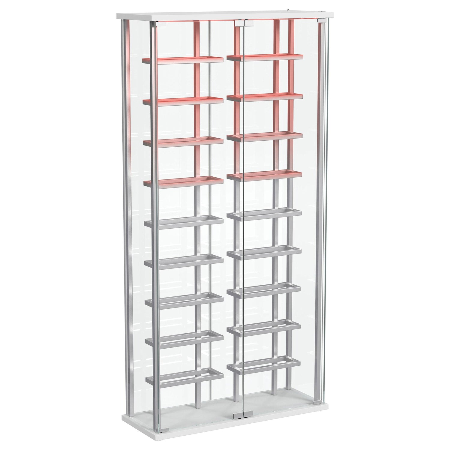 Montara Tempered Glass Wine Storage Display Curio Cabinet with LED Lighting Chrome - 182037
