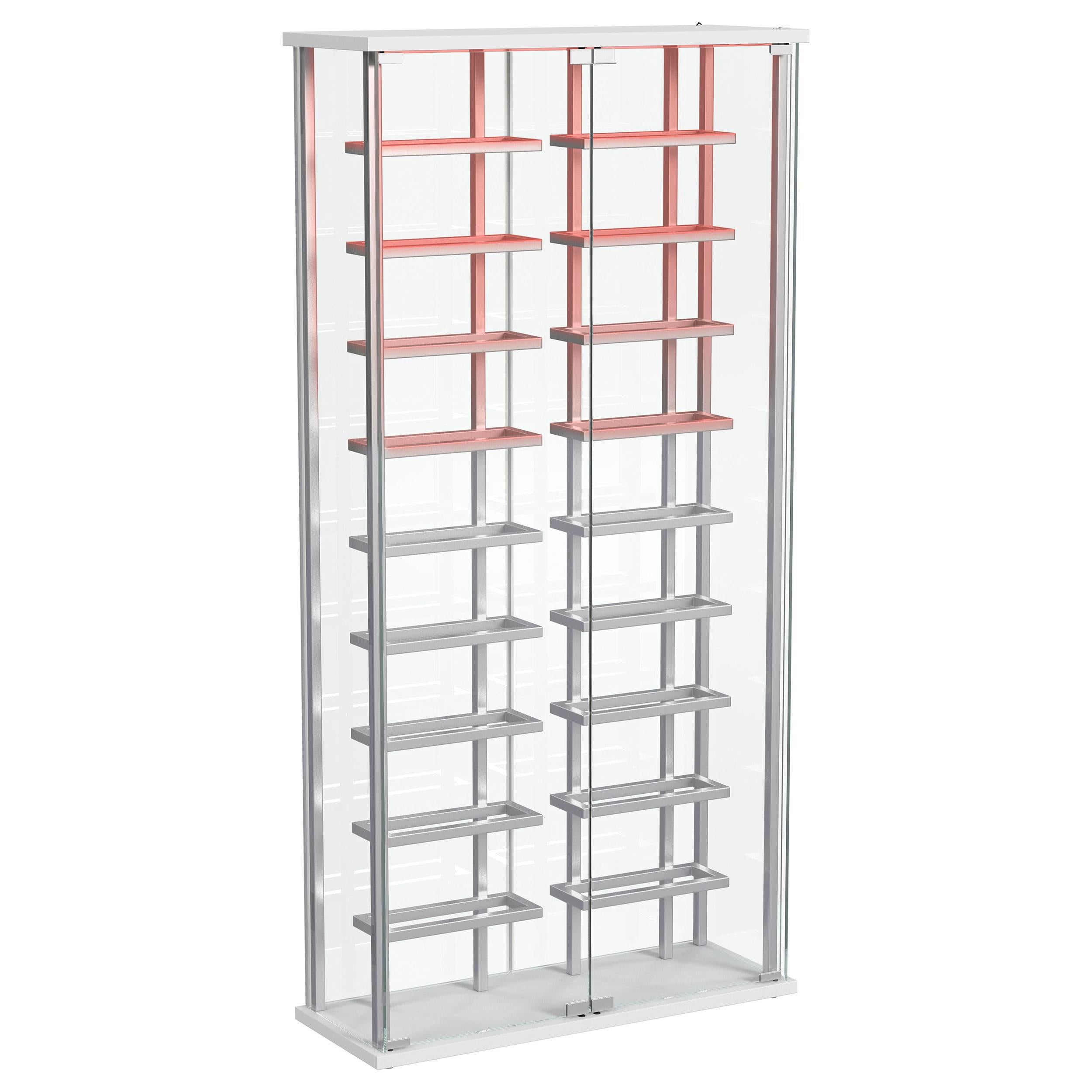 Montara Tempered Glass Wine Storage Display Curio Cabinet with LED Lighting Chrome - 182037