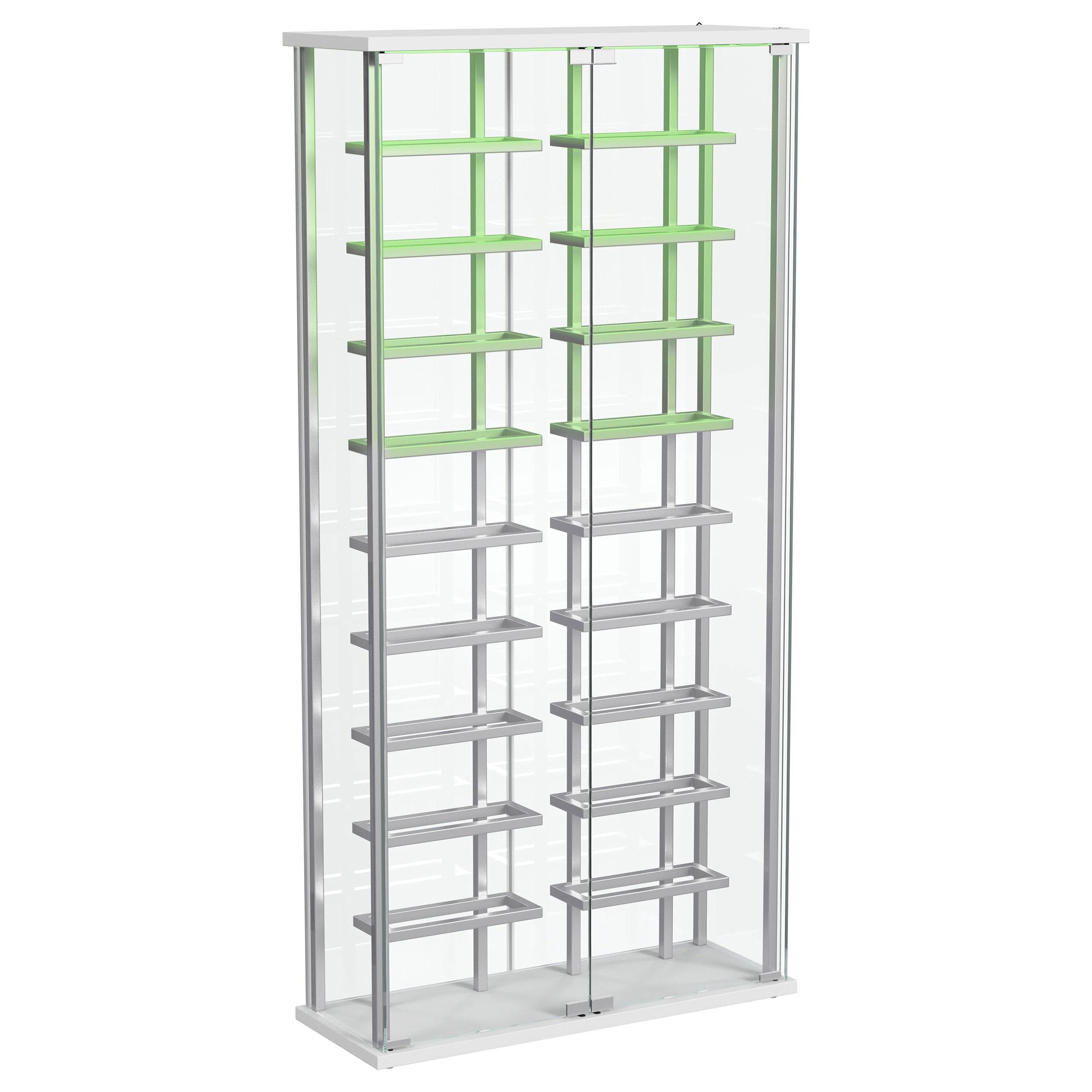 Montara Tempered Glass Wine Storage Display Curio Cabinet with LED Lighting Chrome - 182037