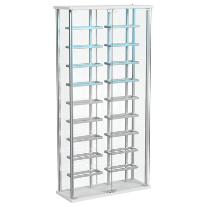 Montara Tempered Glass Wine Storage Display Curio Cabinet with LED Lighting Chrome - 182037