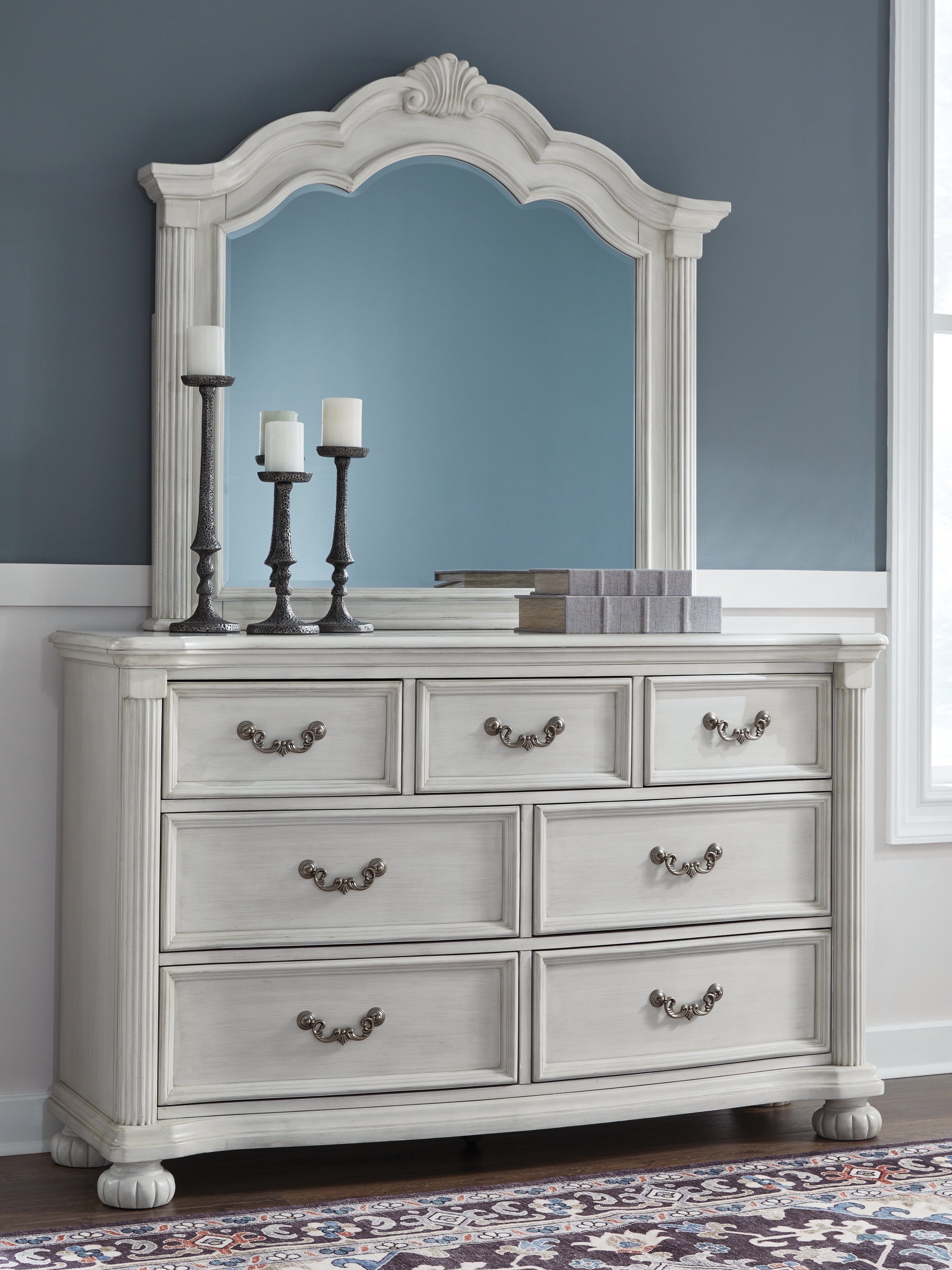 Montelaine Antique White Dresser and Mirror - B795B1
