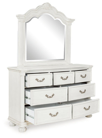 Montelaine Antique White Dresser and Mirror - B795B1
