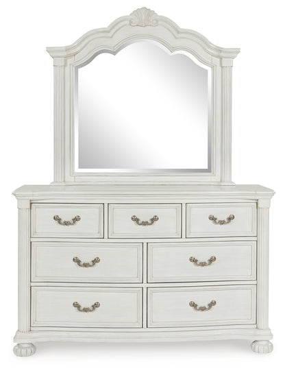 Montelaine Antique White Dresser and Mirror - B795B1