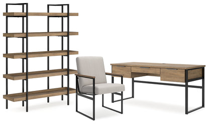 Montia Home Office Desk with Chair and Storage in Light Brown - PKG018523