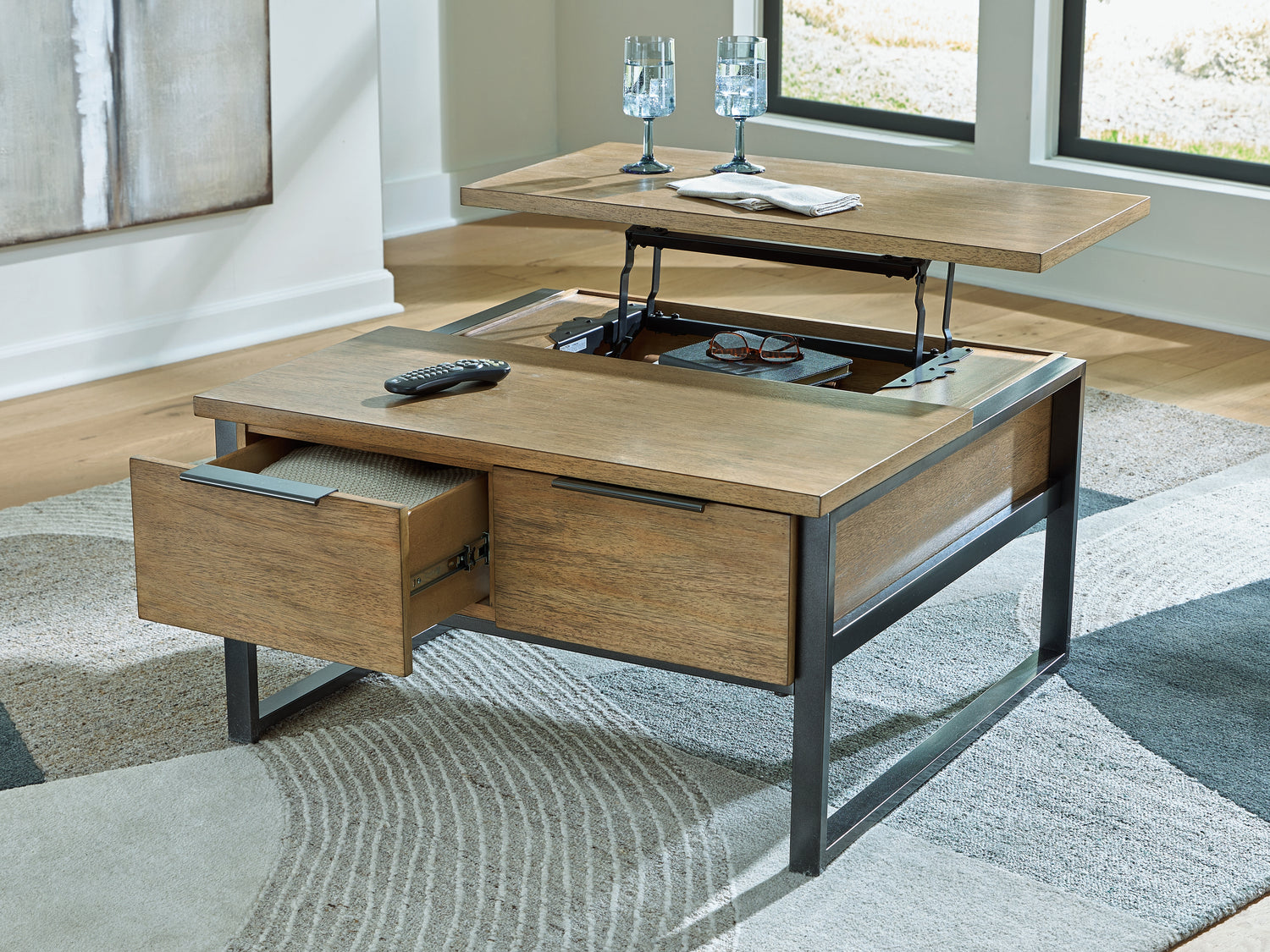 Montia Light Brown Lift-Top Coffee Table - T602-00