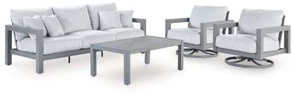 Moonlight View Outdoor Sofa and 2 Chairs with Coffee Table in Gray - PKG021162