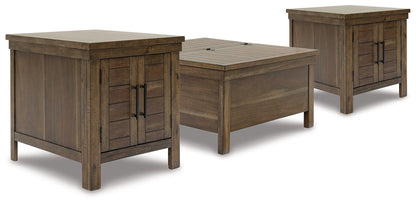 Moriville Coffee Table with 2 End Tables in Grayish Brown - PKG015590