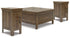 Moriville Coffee Table with 2 End Tables in Grayish Brown - PKG015592